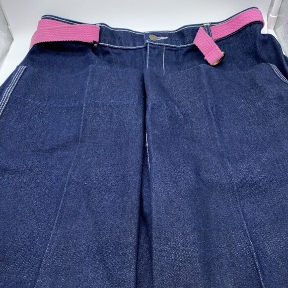 Vintage JTF Women’s Dark Jeans Pink Belt Embroidery Logo High Waisted Size 38 - Picture 13 of 16